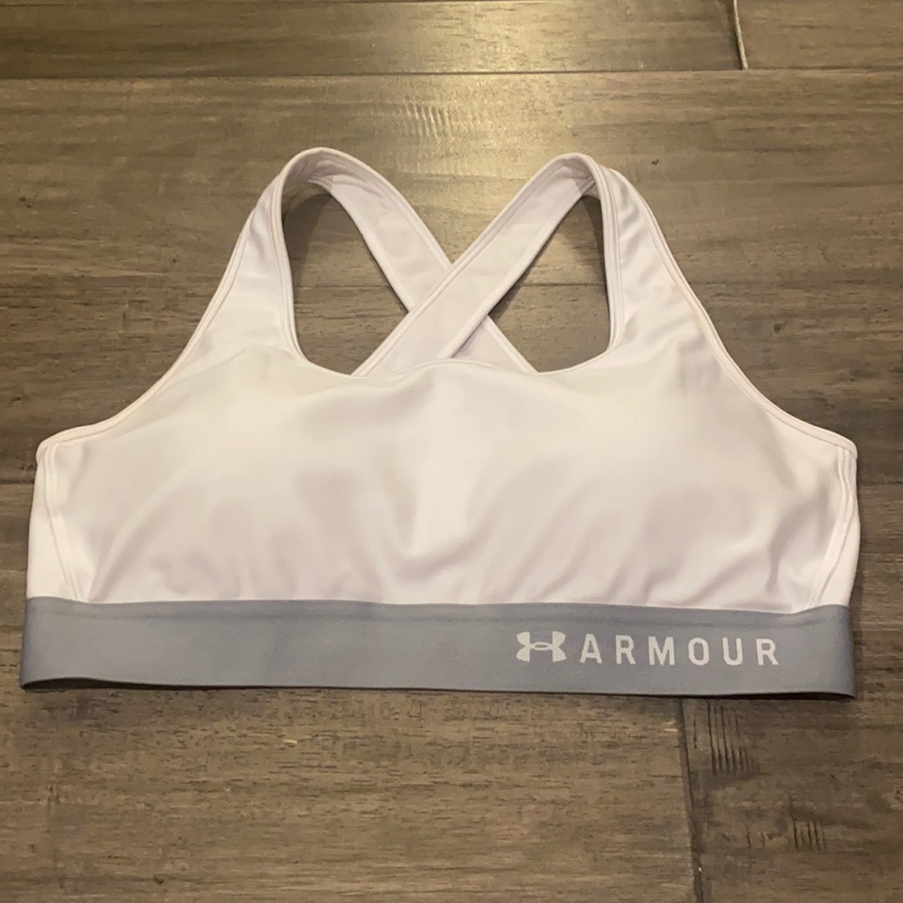 Under Armour White Mid Crossback Sports Bra XL